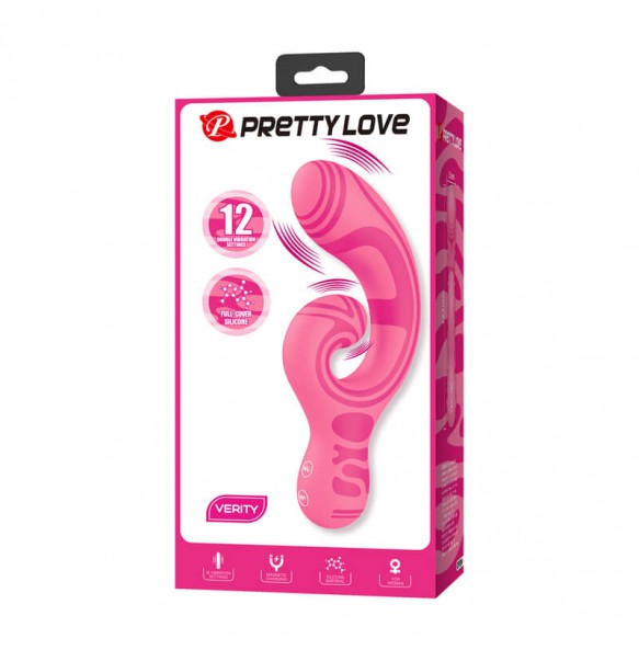 PRETTY LOVE - VERITY Pattern Dual-Motor Vibration Massager (Chargeable - Red Rose)